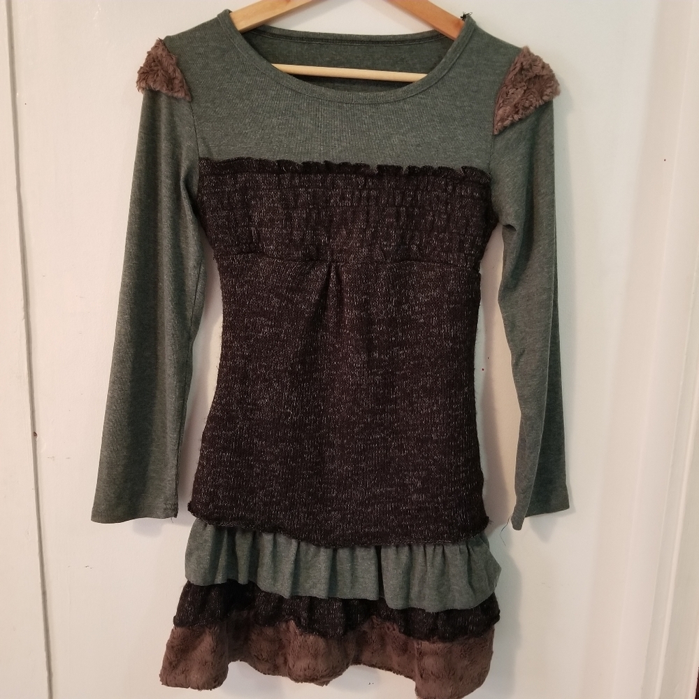 Handmade Earth Tone Layered Pixie Dress